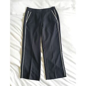 Banana Republic Blake Crop Pants Women's‎ Size 00P Black 100% Polyester Wide-Leg